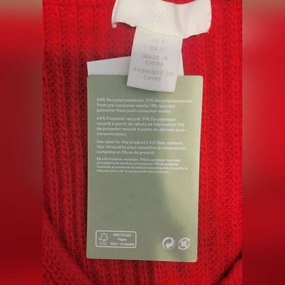 Nwt H&M Red DOLMAN SLEEVE Semi- Cropped V-neck Sweater S - Picture 6 of 11